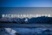 爆点汇总行业大咖点评91爆料干货满满