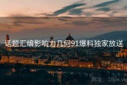 话题汇编影响力几何91爆料独家放送