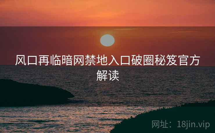 风口再临暗网禁地入口破圈秘笈官方解读