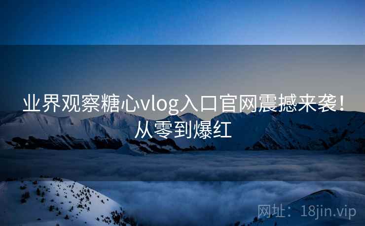 业界观察糖心vlog入口官网震撼来袭！从零到爆红