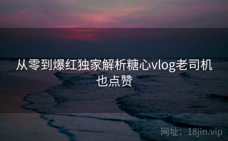 从零到爆红独家解析糖心vlog老司机也点赞