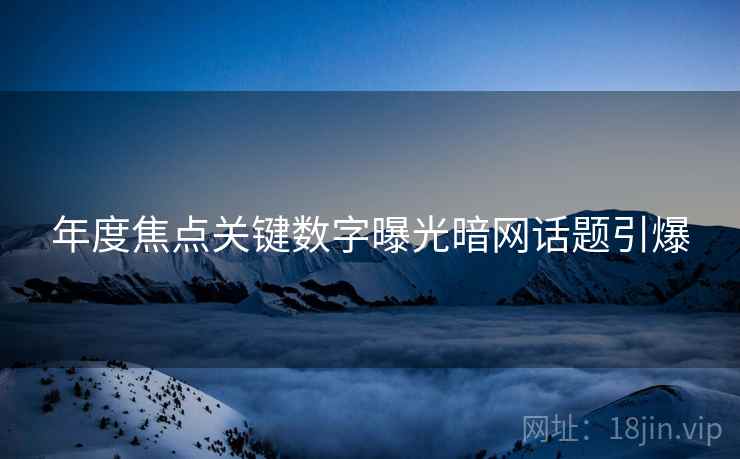 年度焦点关键数字曝光暗网话题引爆
