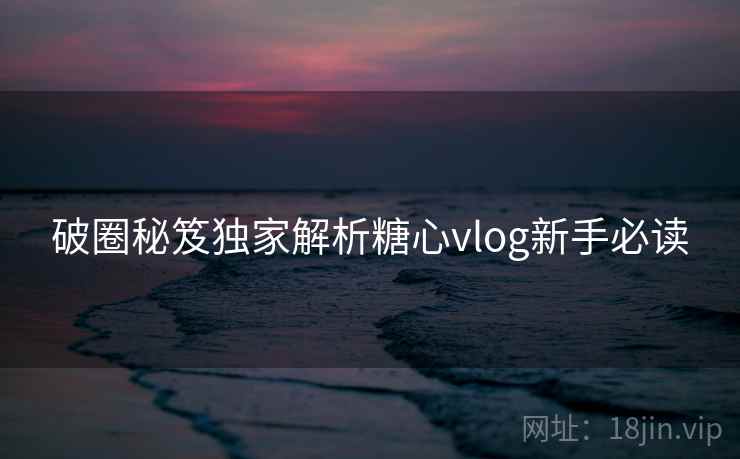 破圈秘笈独家解析糖心vlog新手必读