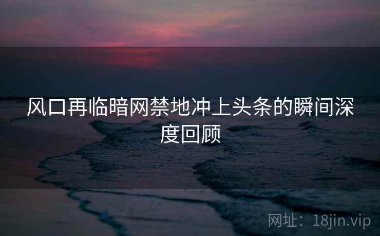 风口再临暗网禁地冲上头条的瞬间深度回顾